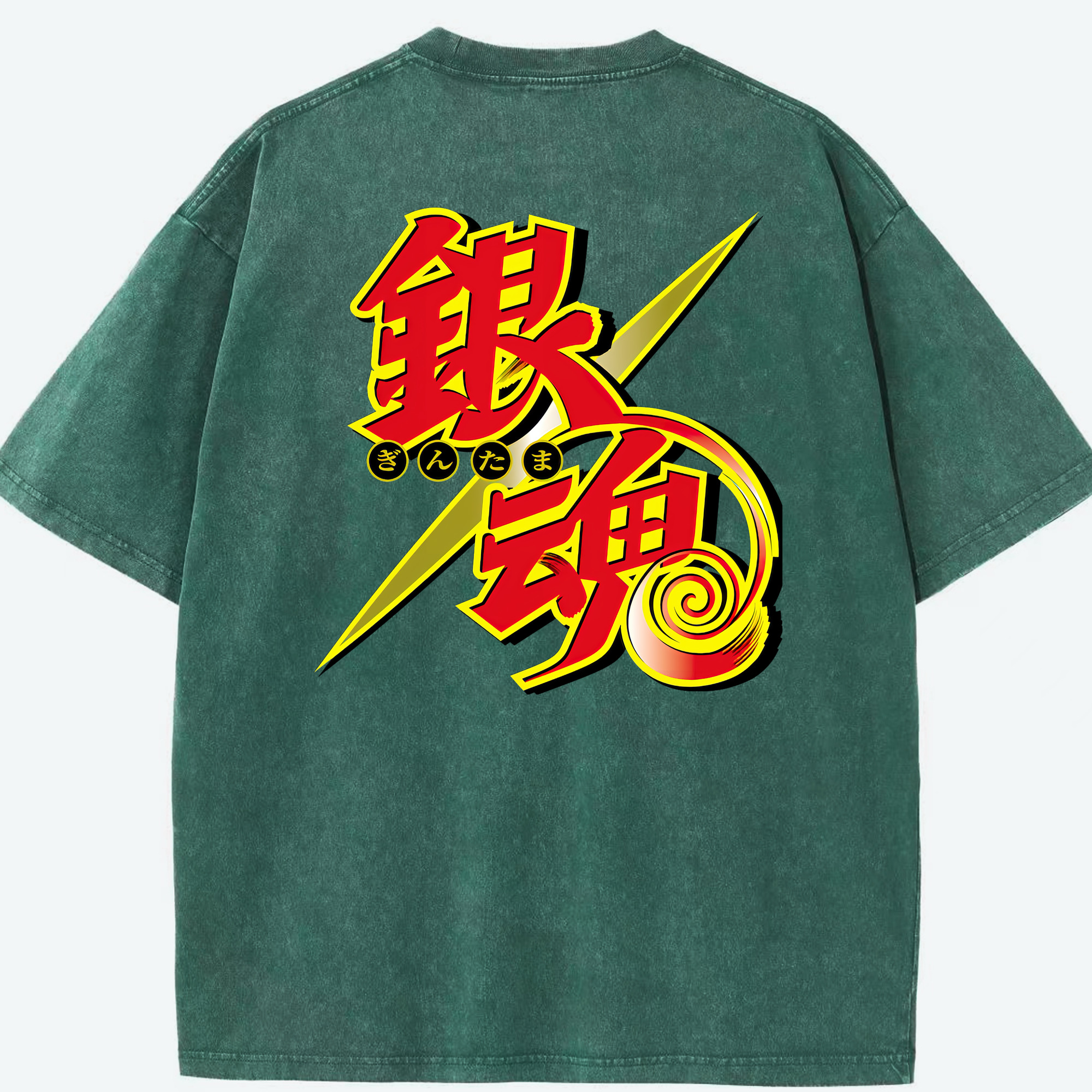 （画像用） ぎんたま 坂田銀時（さかたぎんとき） 神楽 志村新八（しむら しんぱち） GINTAMA Sakata Gintoki Kagura Shimura Shinpachi 綿100% ヴィンテージ風 半袖Tシャツ（背面プリント）